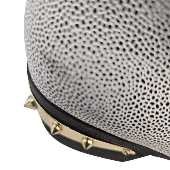 Circus By Sam Edelman Black & White Ankle Boots With Gold Studded Heel - Picture 12 of 12